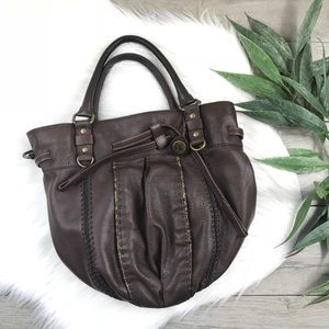 The Sak bucket satchel brown leather purse